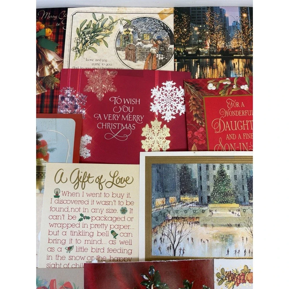 Vintage Christmas Cards Fronts ONLY Traditional Scrapbooking Decoupage Lot 50+